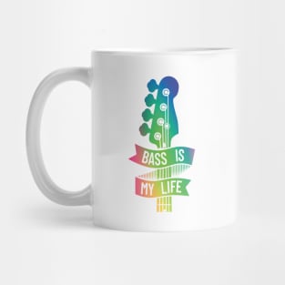 Bass is My Life Bass Guitar Headstock Colorful Theme Mug